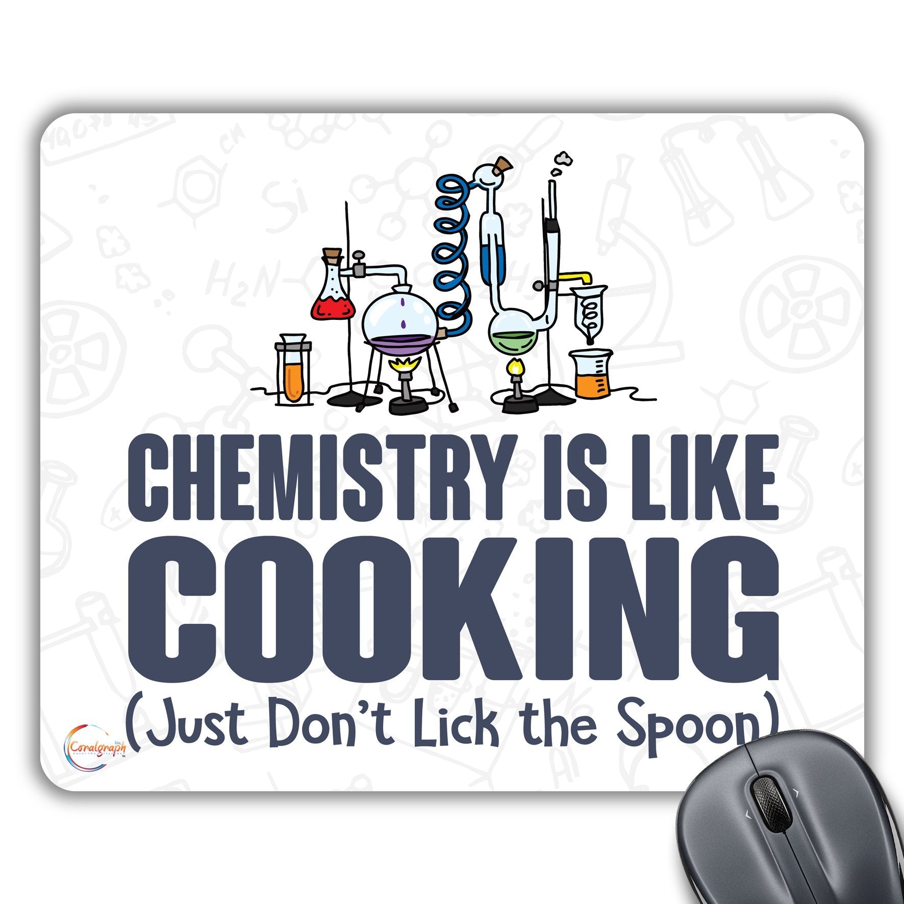 CP087 Chemistry is Like Cooking Don't Just Lick Spoon (B) Novelty Gift Printed PC Laptop Computer Mouse Mat Pad