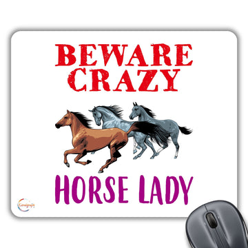 CP557 Beware Crazy Horse Lady (3 Horses) Novelty Gift Printed PC Laptop Computer Mouse Mat Pad