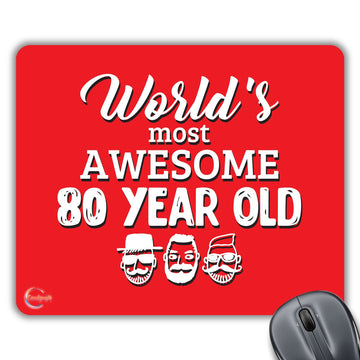 CP373 Worlds Most Awesome 80 Year Old Novelty Gift Printed PC Laptop Computer Mouse Mat Pad
