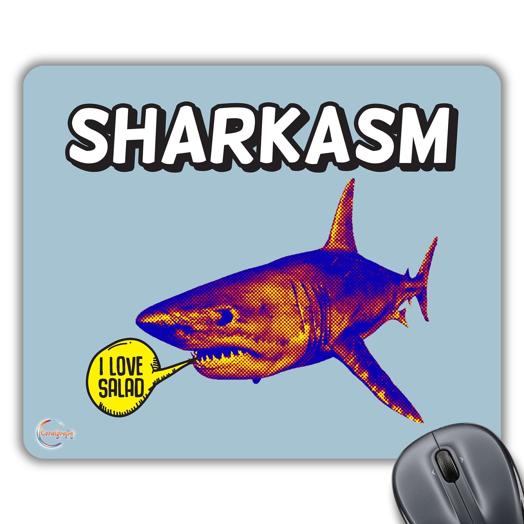 CP309 Sharkasm Novelty Gift Printed PC Laptop Computer Mouse Mat Pad