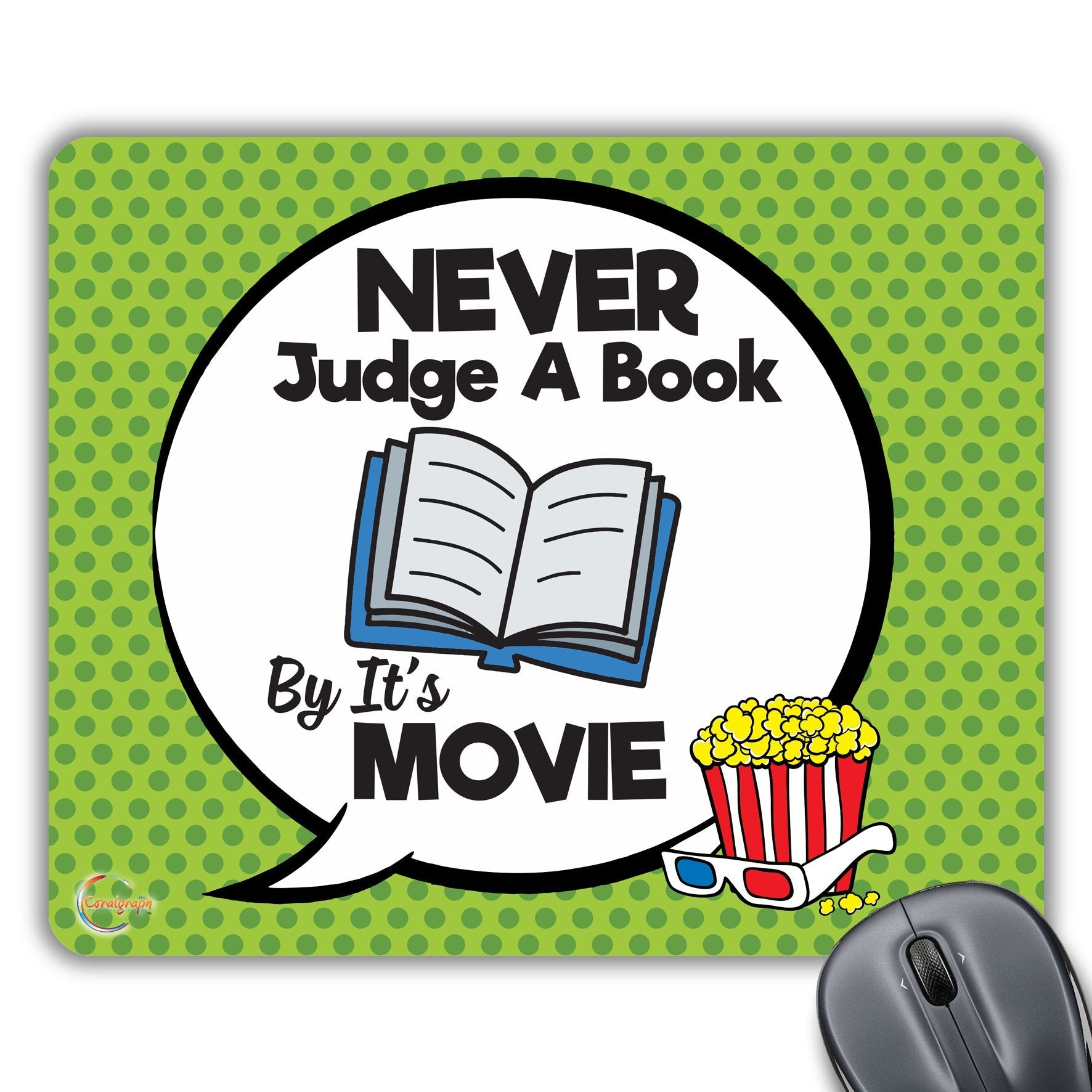 CP185 Never Judge A Book by It's Movie Novelty Gift Printed PC Laptop Computer Mouse Mat Pad