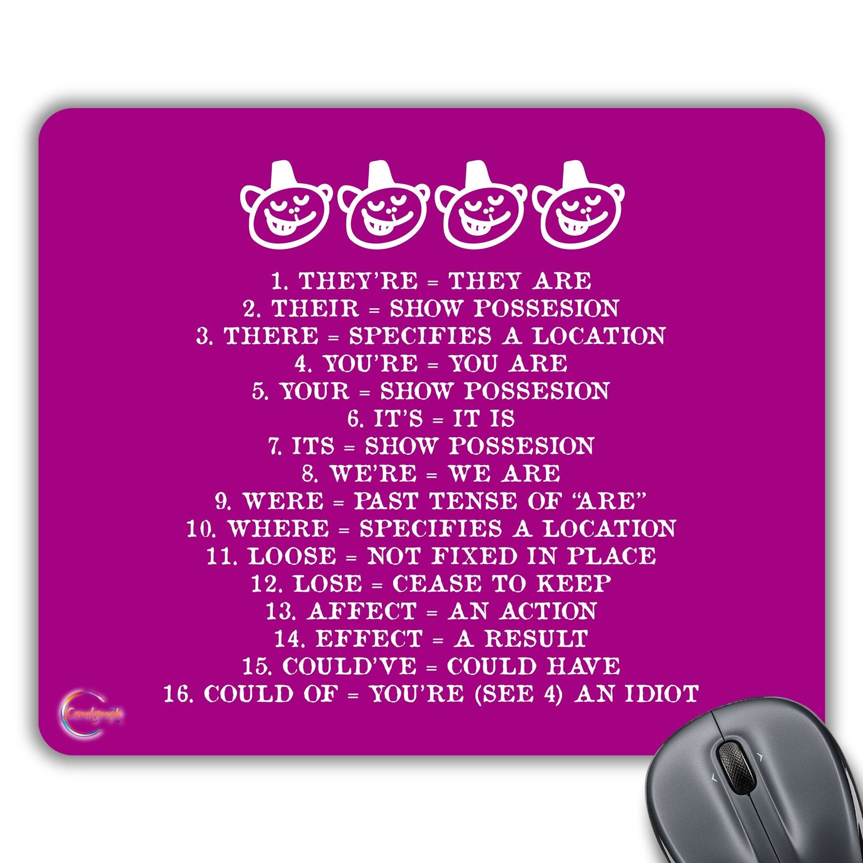 CP390 Grammar Expletive Funny Novelty Gift Printed PC Laptop Computer Mouse Mat Pad