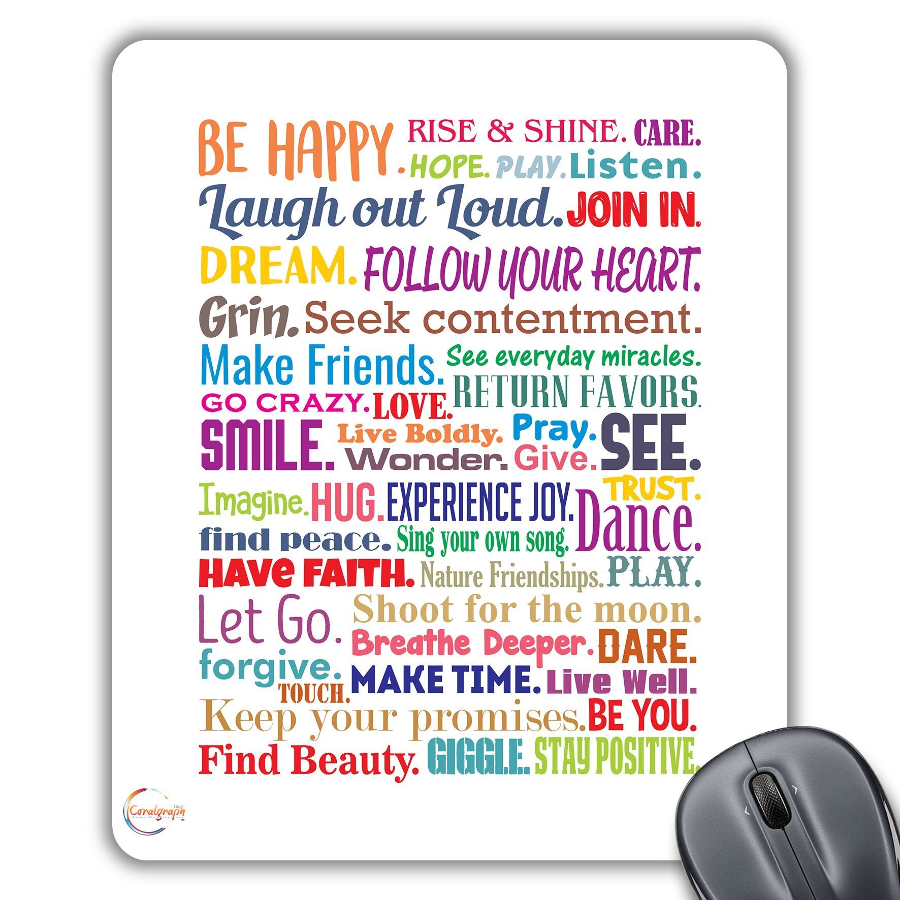 CP405 BE Happy Rise & Shine Novelty Gift Printed PC Laptop Computer Mouse Mat Pad