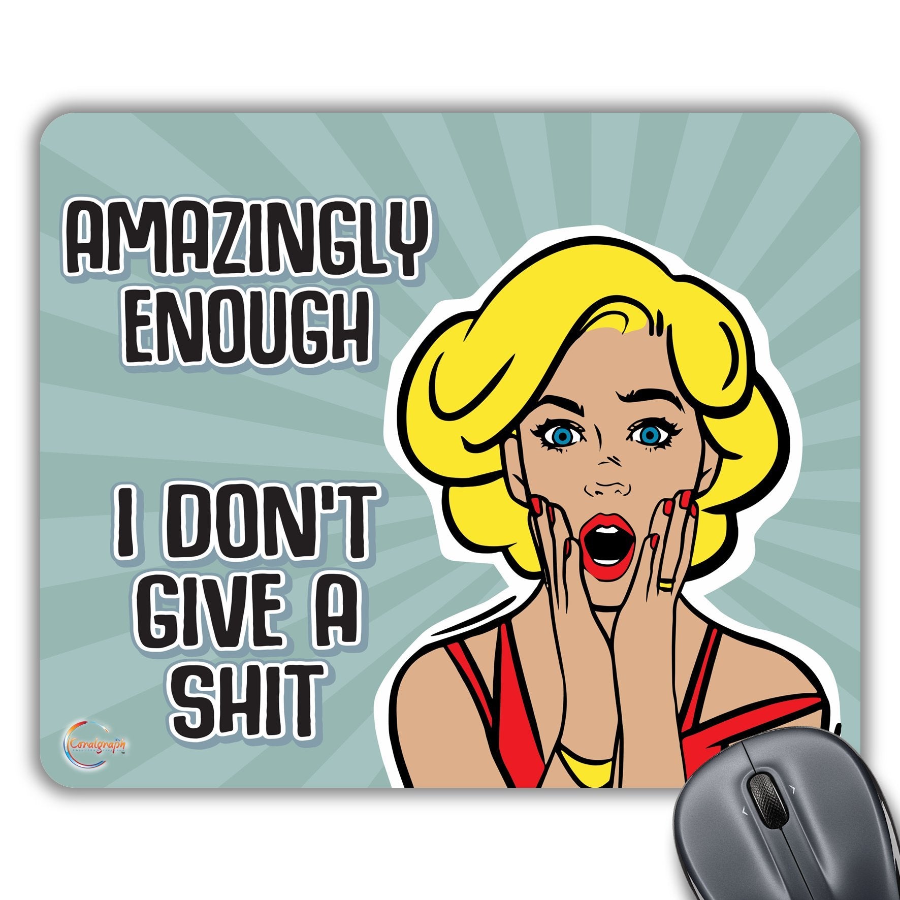CP197 Amazingly Enough I Don't Give A Shit Novelty Gift Printed PC Laptop Computer Mouse Mat Pad