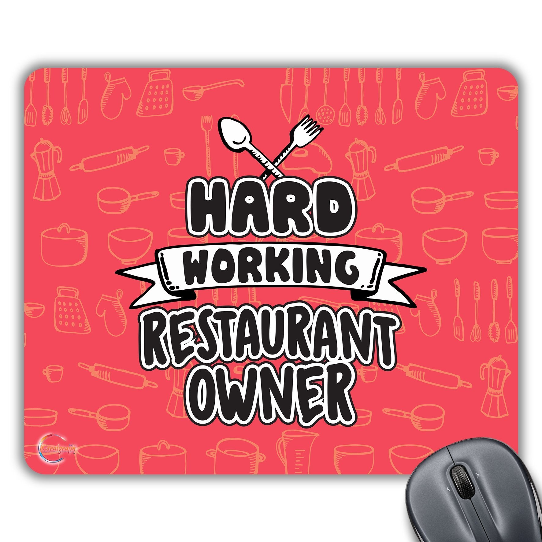CP314 Hard Working RESTURANT Owner Novelty Gift Printed PC Laptop Computer Mouse Mat Pad