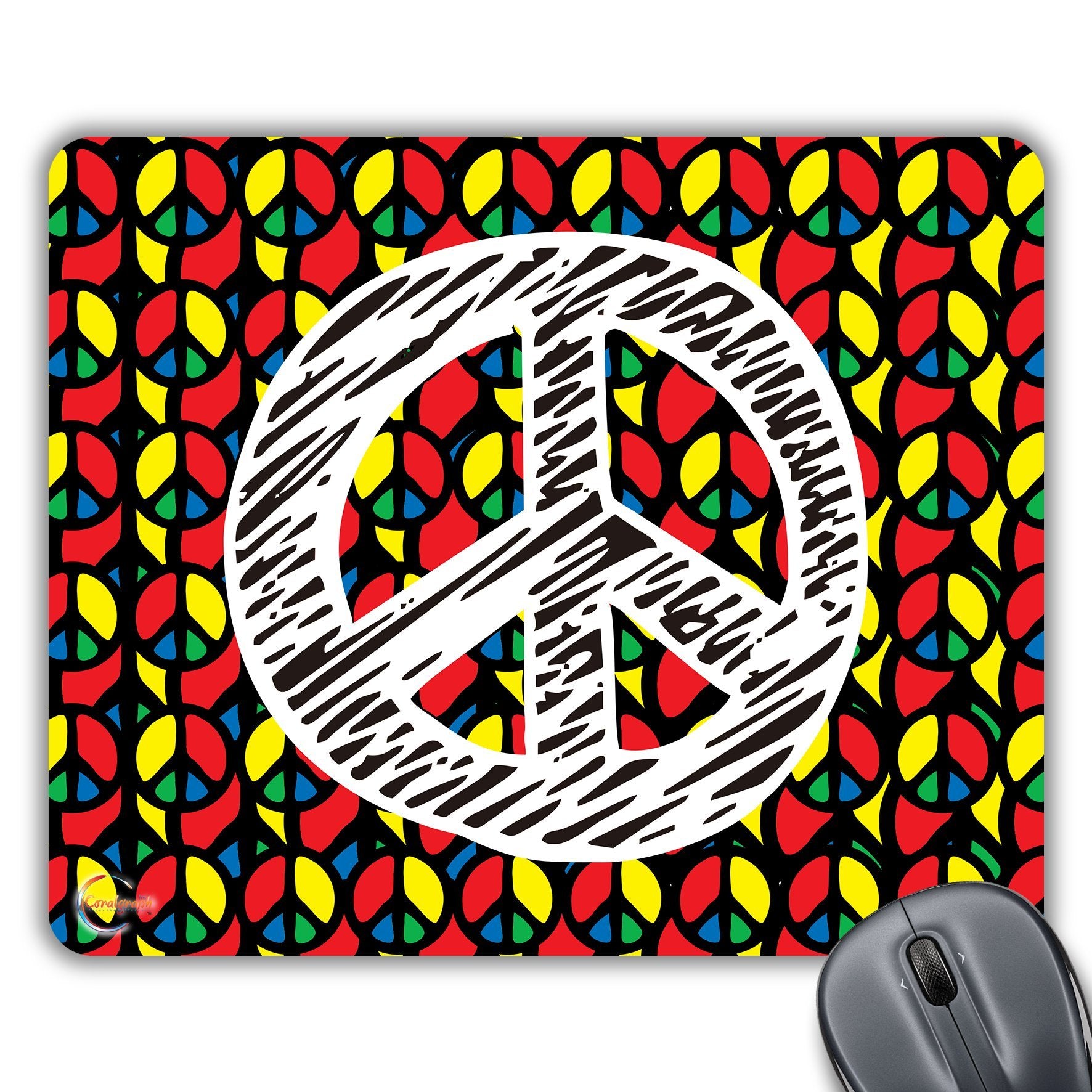 CP433 Love Peace Illustration Novelty Gift Printed PC Laptop Computer Mouse Mat Pad