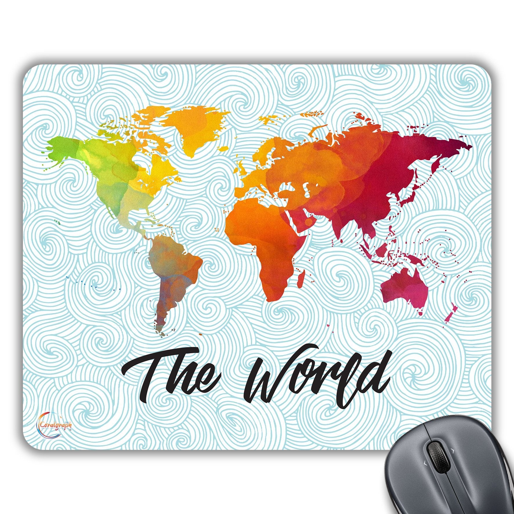 CP417 The World Illustration Novelty Gift Printed PC Laptop Computer Mouse Mat Pad