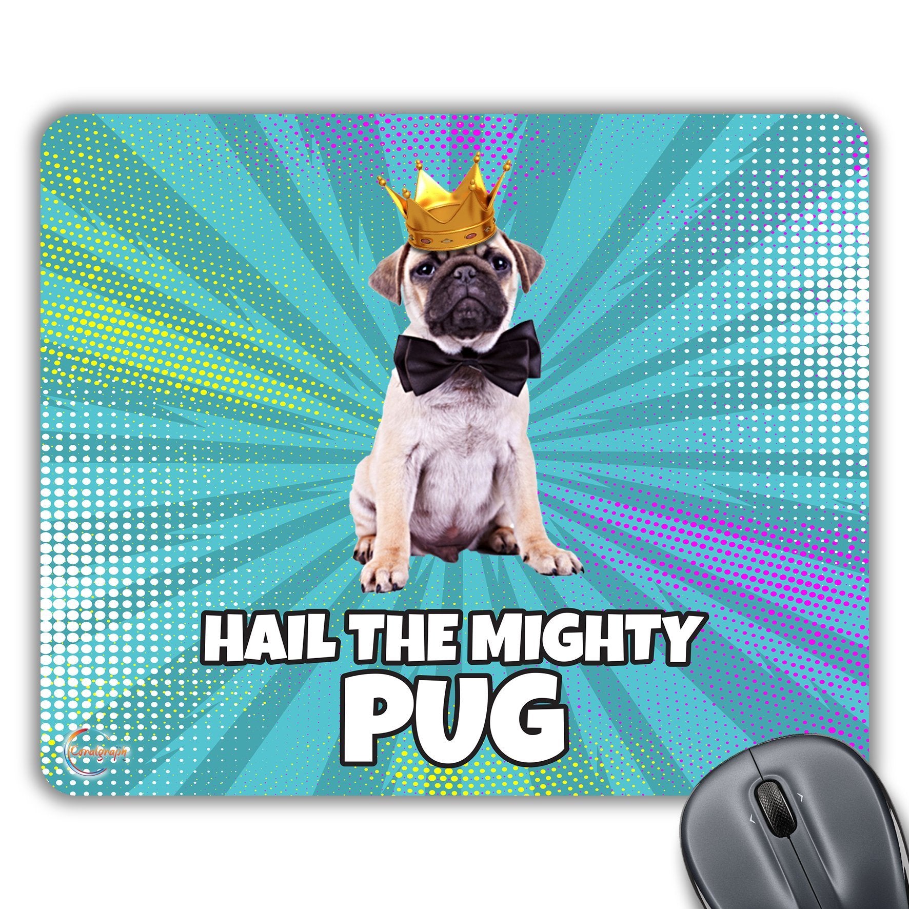 CP135 Hail The Mighty Pug Novelty Gift Printed PC Laptop Computer Mouse Mat Pad