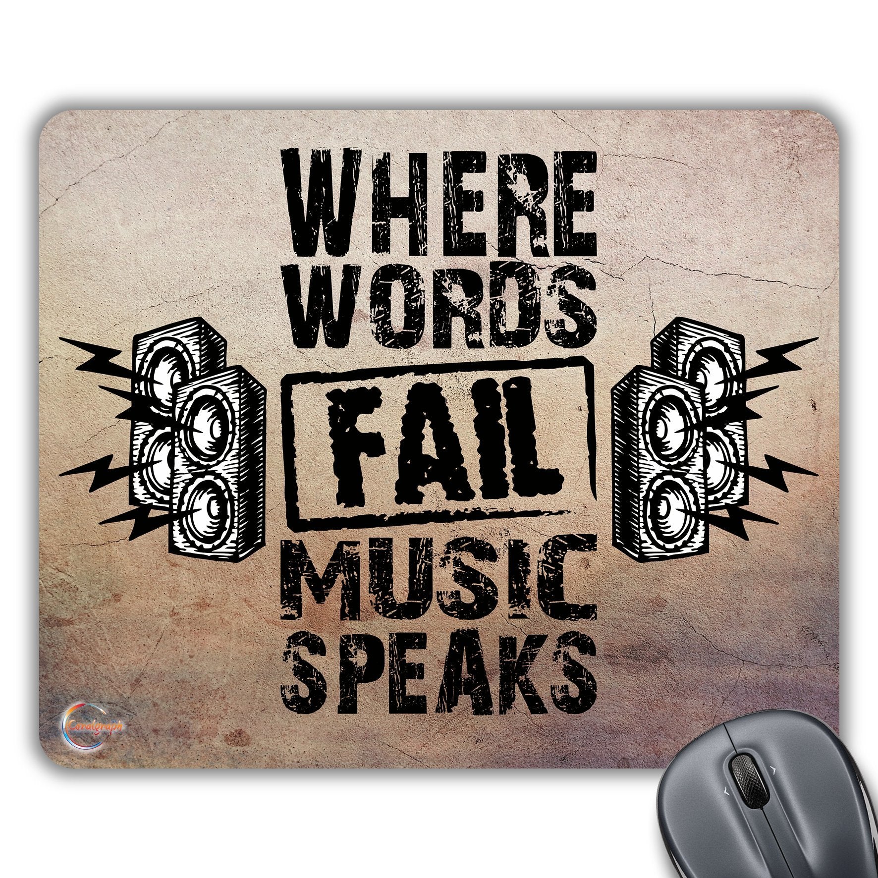 CP440 Where Words Fail Music Speaks Novelty Gift Printed PC Laptop Computer Mouse Mat Pad