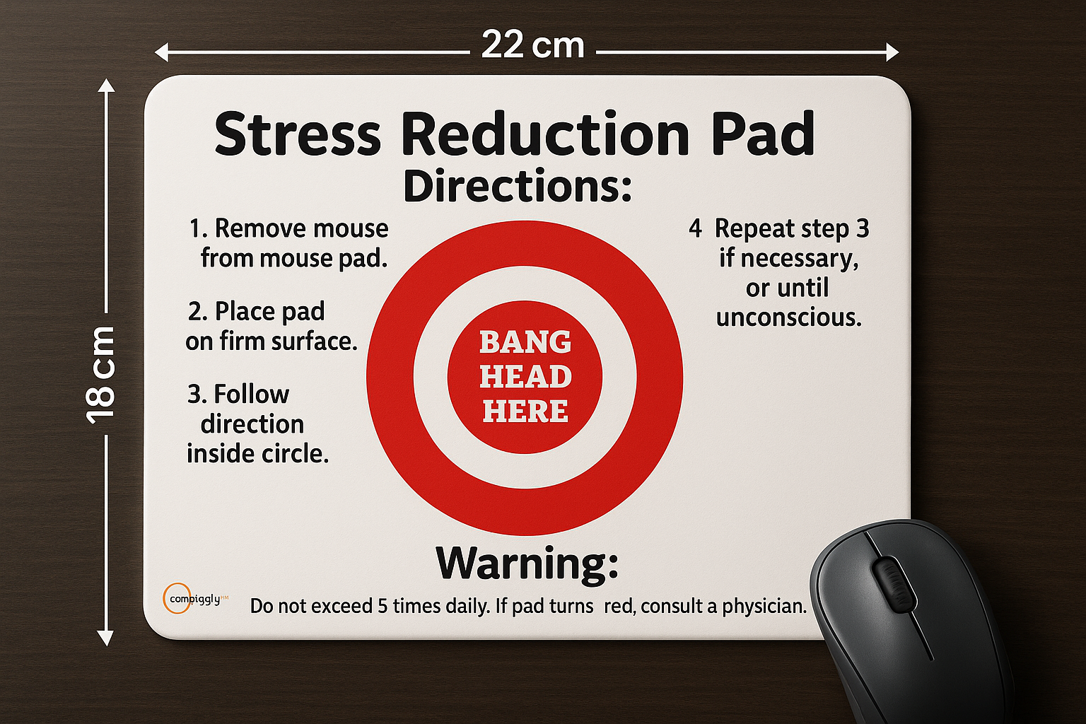 CP110 Funny Stress Relief Mouse Pad – Novelty Directions Print, Gift for Office, PC, Laptop