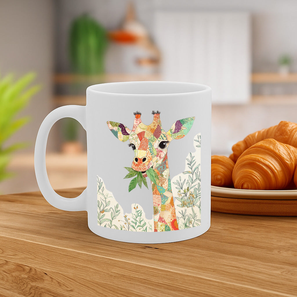 Whimsical Patchwork Giraffe Mug – Vibrant Boho Jungle Animal Design for Nature Lovers | Dishwasher & Microwave Safe – MG6648