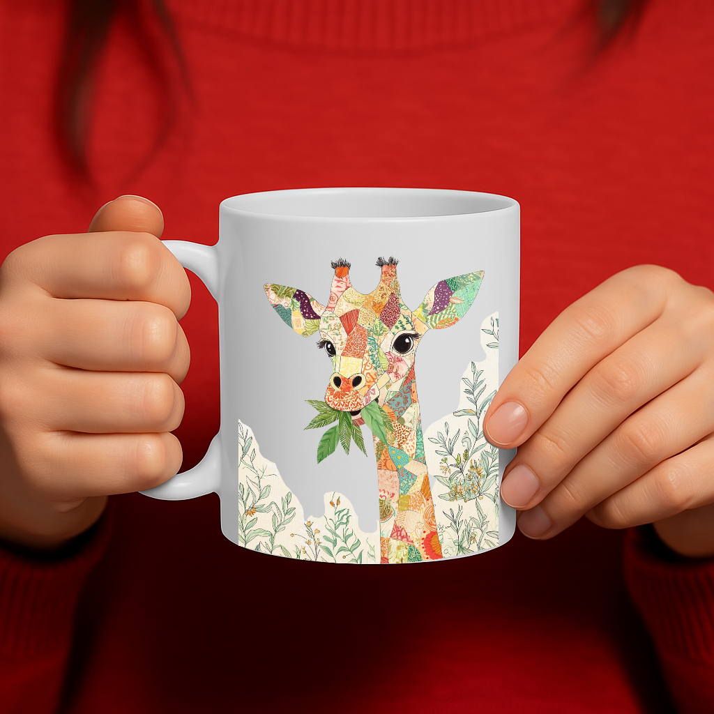 Whimsical Patchwork Giraffe Mug – Vibrant Boho Jungle Animal Design for Nature Lovers | Dishwasher & Microwave Safe – MG6648
