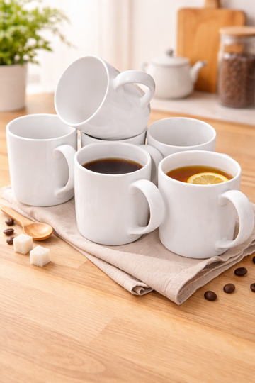 6 Large Balmoral Bone China Mug – 10oz White Coffee & Tea Cup (Approx. 90mm Height) | Microwave & Dishwasher Safe | Single or Set Options