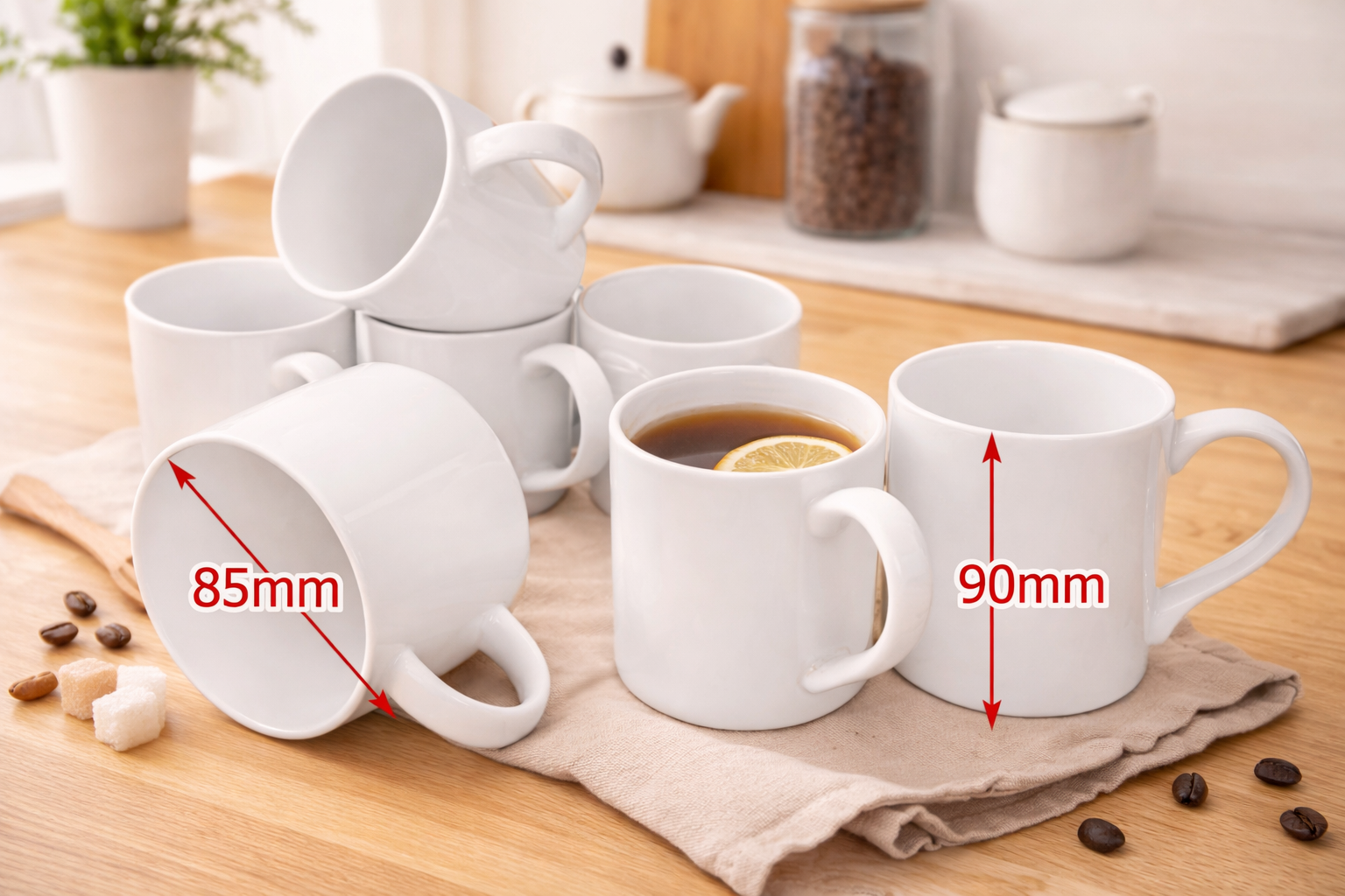 6 Large Balmoral Bone China Mug – 10oz White Coffee & Tea Cup (Approx. 90mm Height) | Microwave & Dishwasher Safe | Single or Set Options