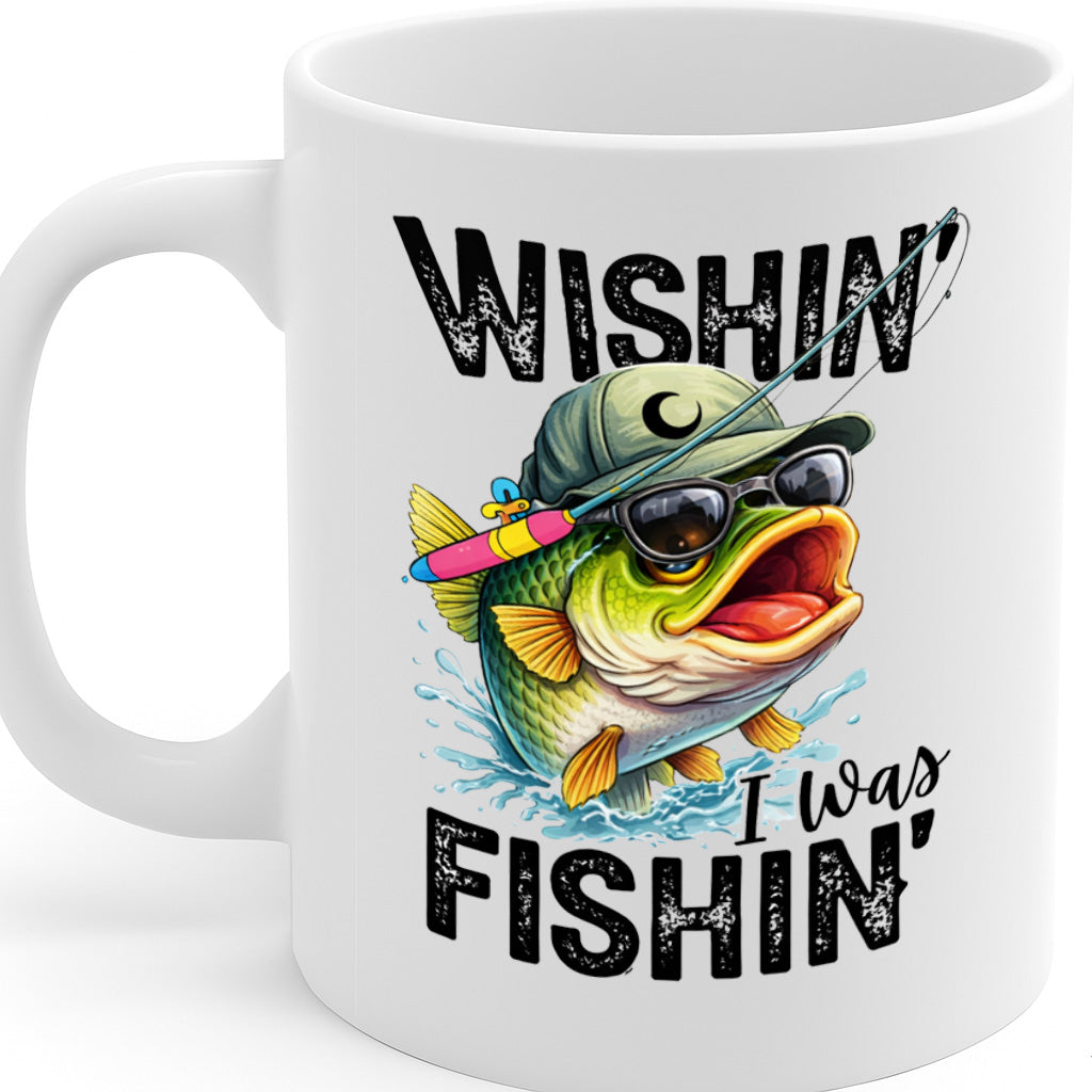 Wishin’ I Was Fishin’ Funny Fishing Mug – Gift for Anglers & Outdoors Lovers - MG6813