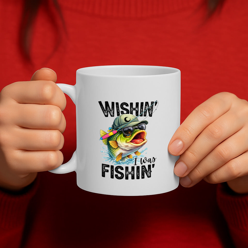 Wishin’ I Was Fishin’ Funny Fishing Mug – Gift for Anglers & Outdoors Lovers - MG6813