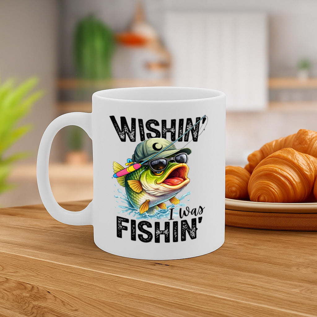 Wishin’ I Was Fishin’ Funny Fishing Mug – Gift for Anglers & Outdoors Lovers - MG6813