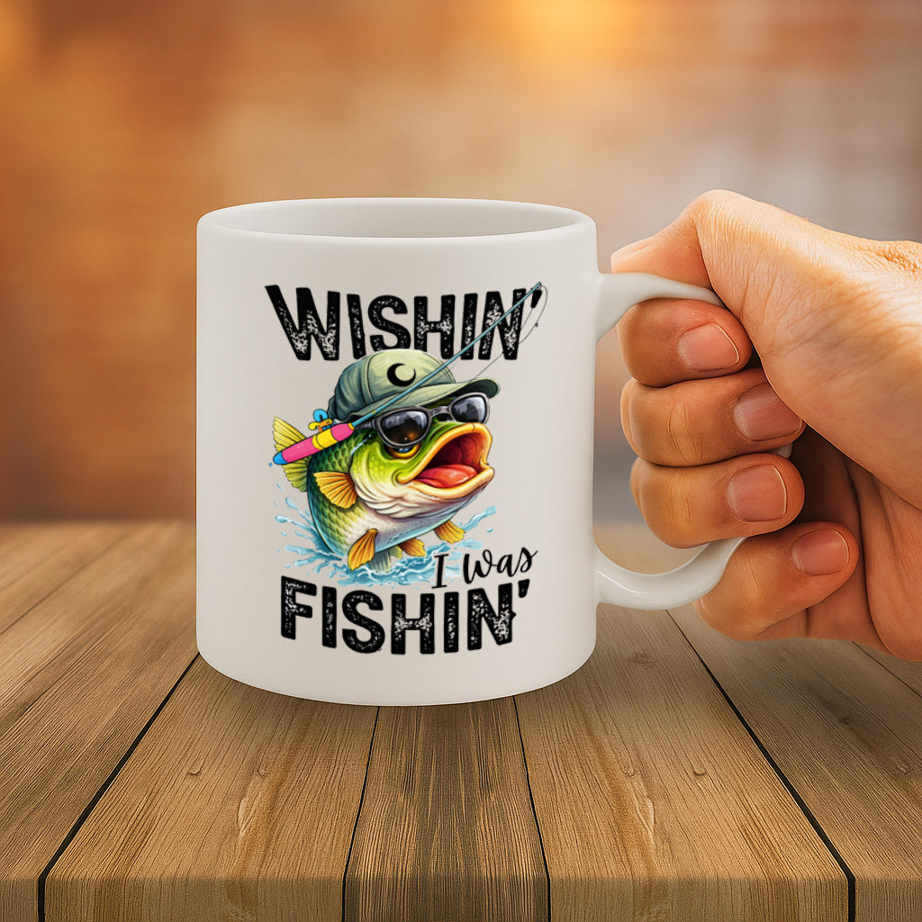 Wishin’ I Was Fishin’ Funny Fishing Mug – Gift for Anglers & Outdoors Lovers - MG6813
