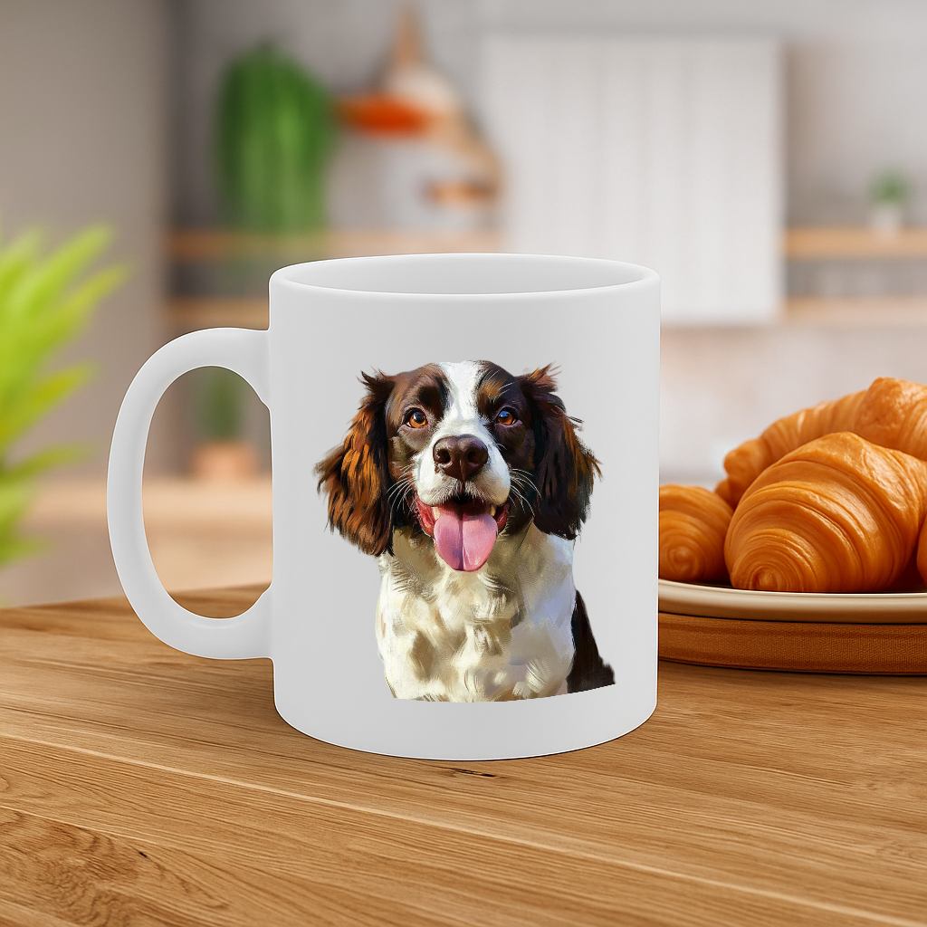 Springer Spaniel Dog Portrait Mug – Realistic Pet Illustration, Perfect Gift for Dog Lovers & Owners, 11 oz Ceramic Coffee Cup, Dishwasher & Microwave Safe – MG6613