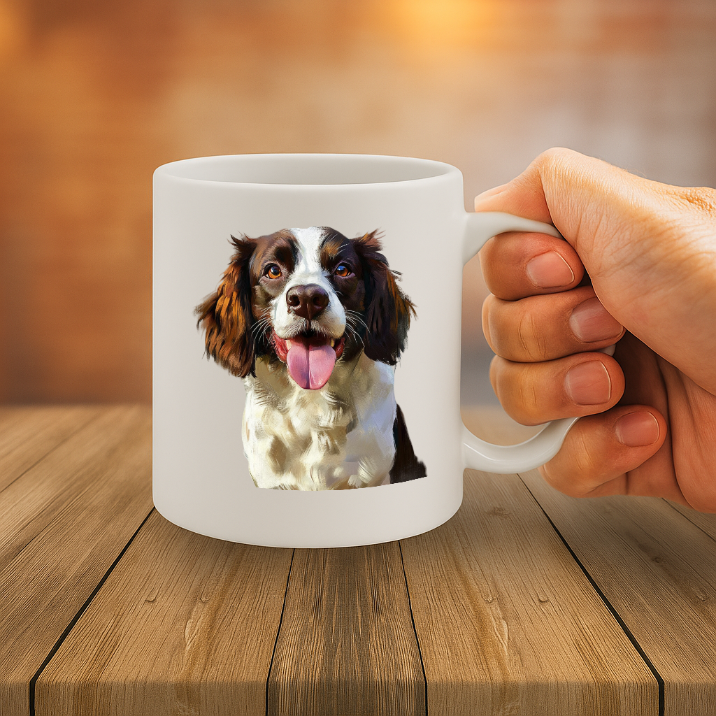 Springer Spaniel Dog Portrait Mug – Realistic Pet Illustration, Perfect Gift for Dog Lovers & Owners, 11 oz Ceramic Coffee Cup, Dishwasher & Microwave Safe – MG6613