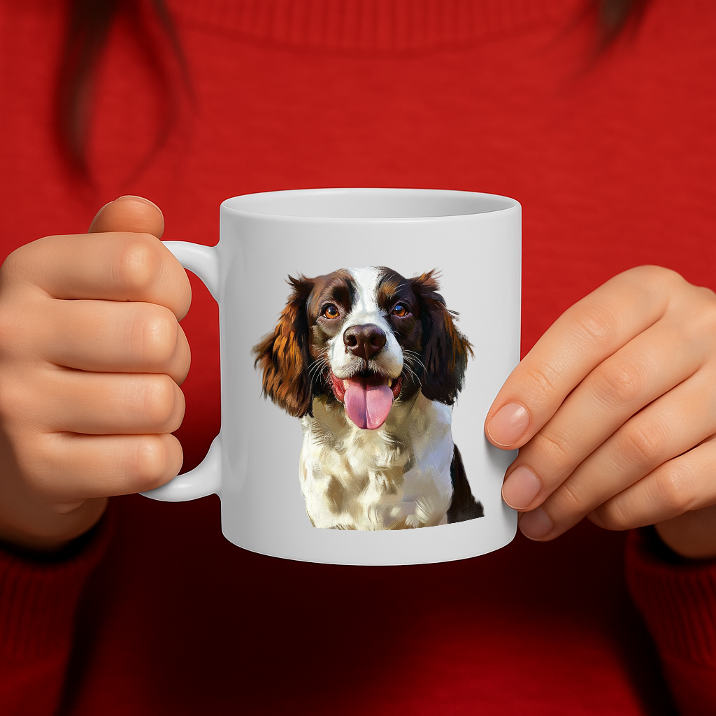 Springer Spaniel Dog Portrait Mug – Realistic Pet Illustration, Perfect Gift for Dog Lovers & Owners, 11 oz Ceramic Coffee Cup, Dishwasher & Microwave Safe – MG6613