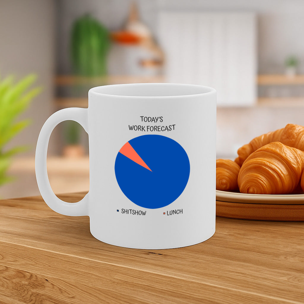 Funny Office Mug with "Today's Work Forecast" Pie Chart – Perfect Sarcastic Gift for Coworkers, Boss, Work-from-Home Humor, 11 oz Ceramic Mug – MG6605