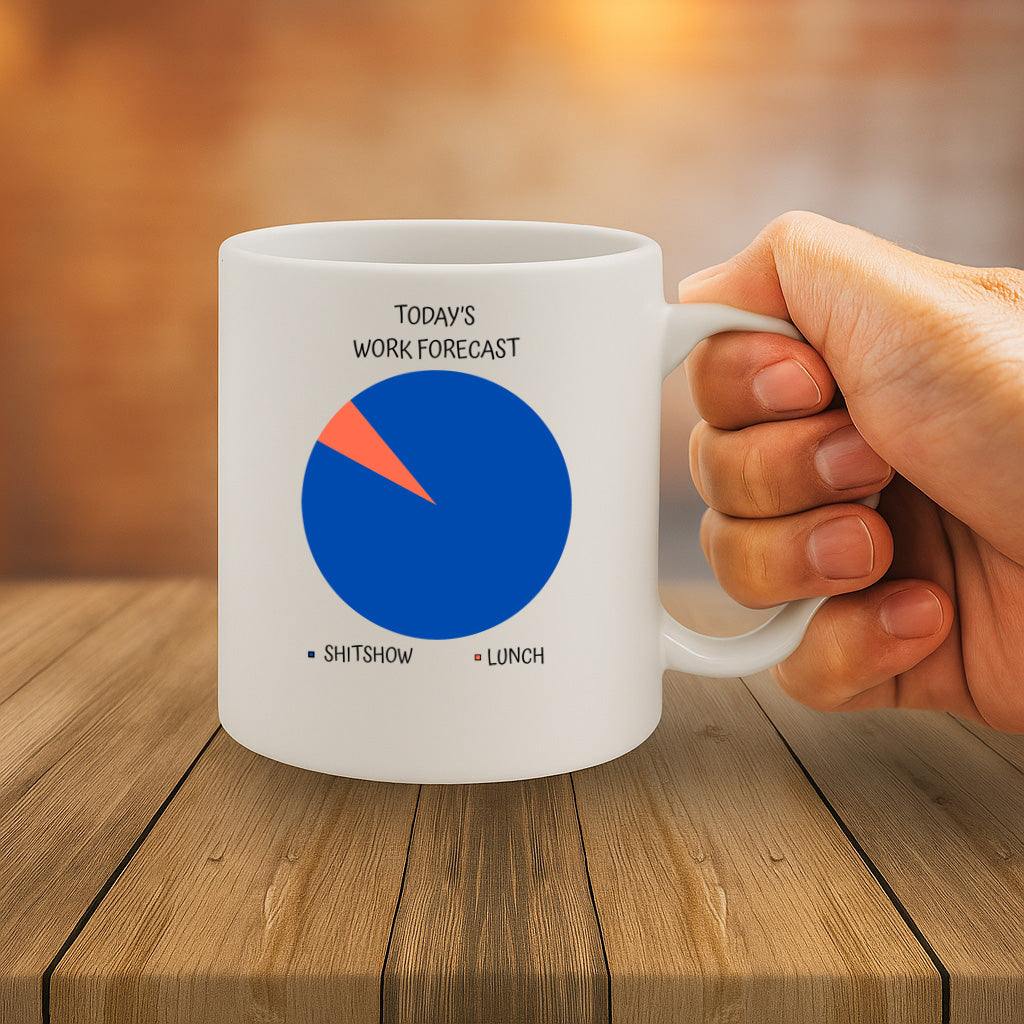 Funny Office Mug with "Today's Work Forecast" Pie Chart – Perfect Sarcastic Gift for Coworkers, Boss, Work-from-Home Humor, 11 oz Ceramic Mug – MG6605