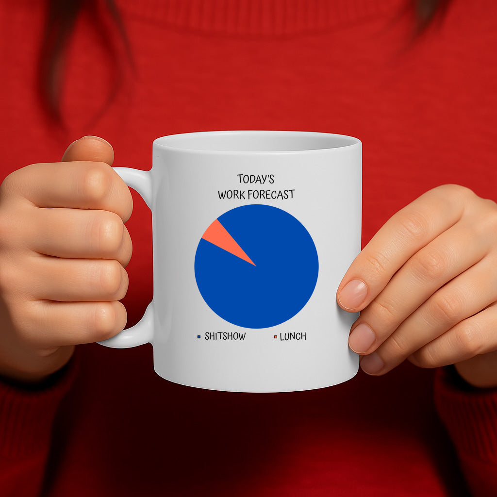 Funny Office Mug with "Today's Work Forecast" Pie Chart – Perfect Sarcastic Gift for Coworkers, Boss, Work-from-Home Humor, 11 oz Ceramic Mug – MG6605