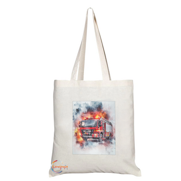 Firefighter Fire Engine Tote Bag – Blazing Red Truck Watercolor Design, Handmade in the UK, Reusable & Durable, Everyday Utility Tote – TB2214