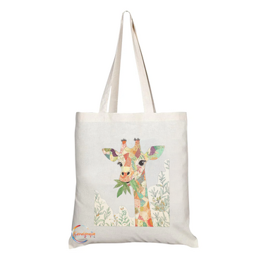 Colorful Patchwork Giraffe Tote Bag – Handmade in the UK, Reusable Eco-Friendly Animal Print Shoulder Bag for Nature & Wildlife Lovers – TB2216