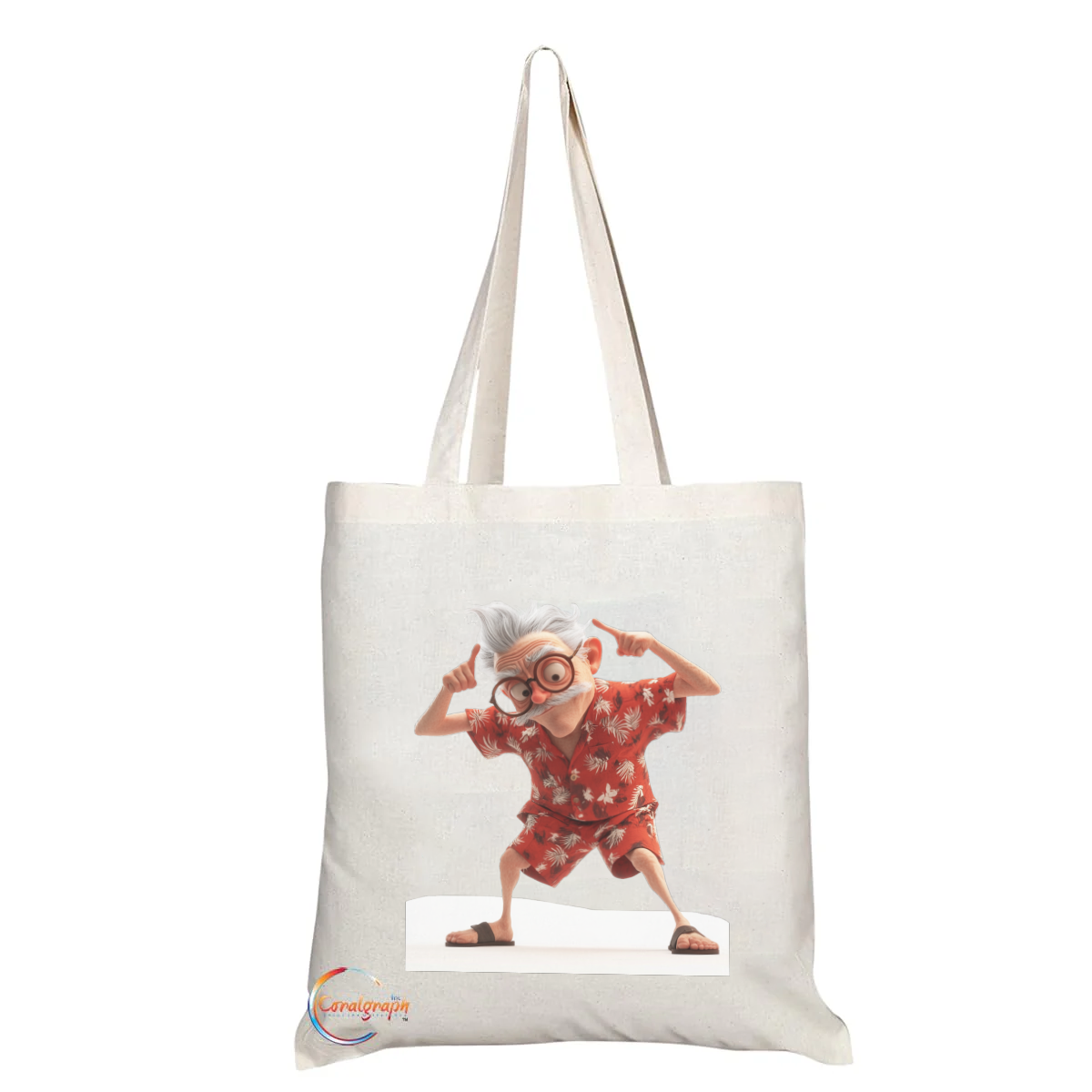 Groovy Grandpa Tote Bag – Dancing Old Man in Hawaiian Shirt Design – TB2245