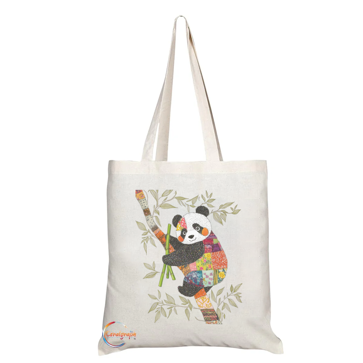 Adorable Patchwork Panda Eco Tote Bag – Ethically Handmade in the UK, Durable & Reusable with Comfortable Handles, 38x42cm – Product Code: TB2242