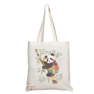 Adorable Patchwork Panda Eco Tote Bag – Ethically Handmade in the UK, Durable & Reusable with Comfortable Handles, 38x42cm – Product Code: TB2242