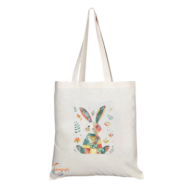 Colorful Patchwork Bunny Printed Tote Bag – Handmade UK Shoulder Bag, Reusable, Durable, Eco-Friendly Gift Idea for Every Occasion – TB2204