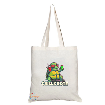 Funny Turtle CHILLKROTE Tote Bag – Reusable Eco-Friendly Gift for Turtle Lovers, Handmade in the UK with Durable Polyester Blend – TB2206