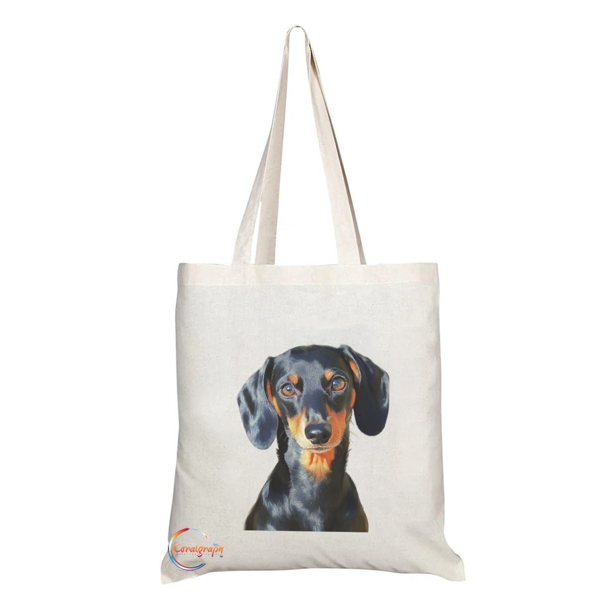 Long-Handled Tote Bag Featuring Dachshund Portrait – Custom Printed, Reusable, Handmade in the UK – Perfect Gift for Dog Lovers – TB2208