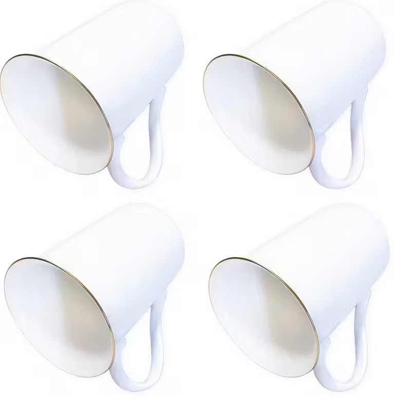 10Oz Glossy Bone China Mug with Gold Rim – Plain White