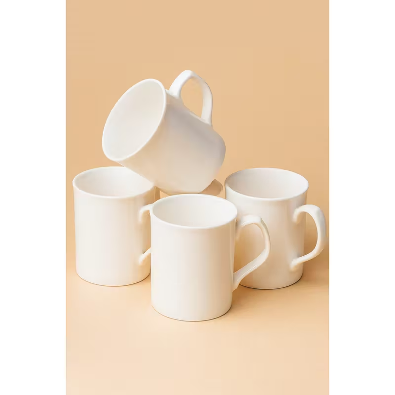 Topaz Bone China Mug – Classic White 10oz Coffee & Tea Cup (95mm x 82mm) | Dishwasher & Microwave Safe | Single Mug or Set of 2, 4, or 6