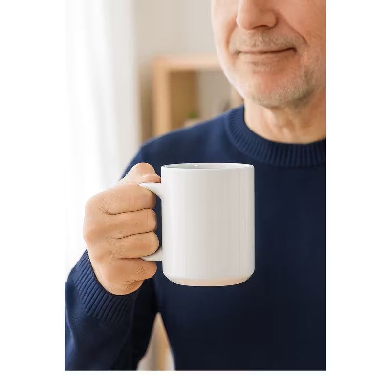 Large 15oz White Ceramic Mug – Glossy Finish, Individually Boxed, Durable & Dishwasher Safe Coffee Cup