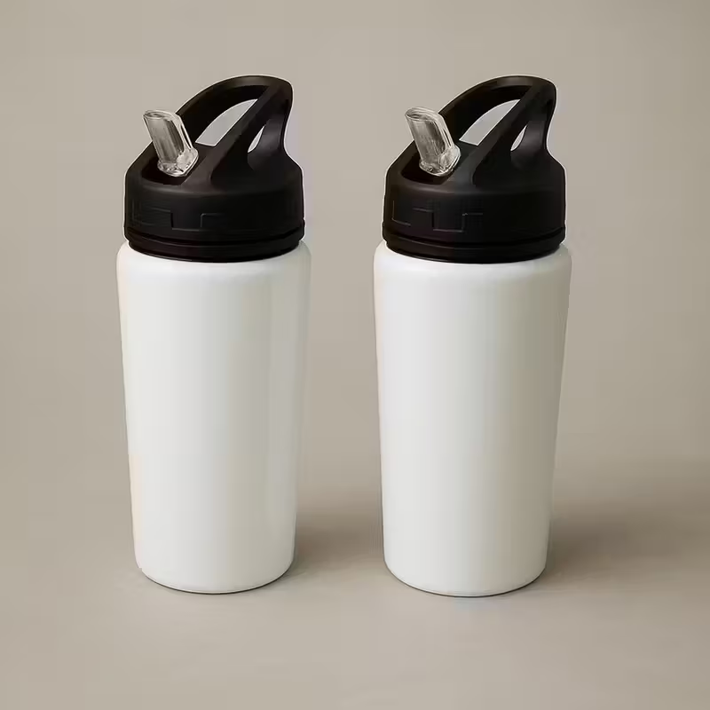 600ml Silver Aluminium Water Bottle – Sports Cap with Flip MouthPiece