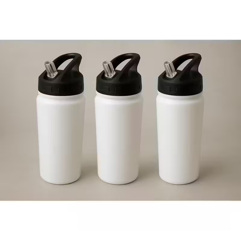 600ml Silver Aluminium Water Bottle – Sports Cap with Flip MouthPiece