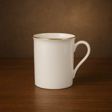 10Oz Glossy Bone China Mug with Gold Rim – Plain White