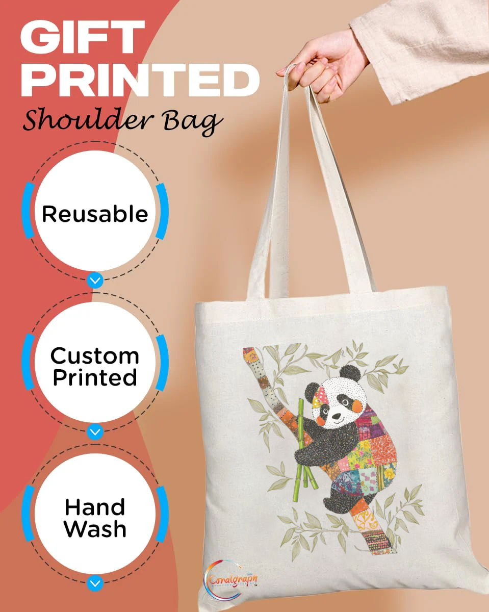 Adorable Patchwork Panda Eco Tote Bag – Ethically Handmade in the UK, Durable & Reusable with Comfortable Handles, 38x42cm – Product Code: TB2242