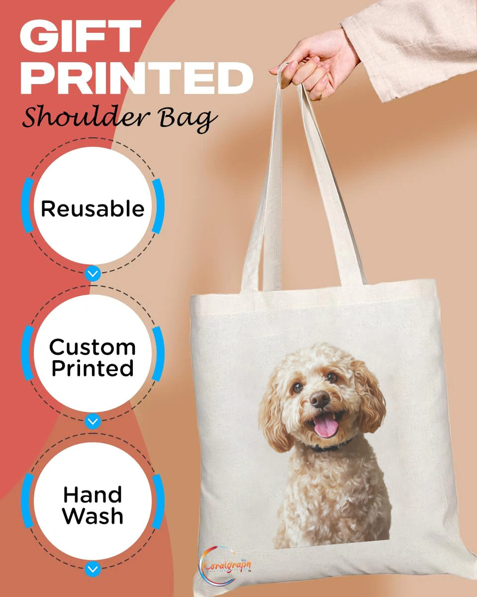 Adorable Cockapoo Dog Print Tote Bag – Custom Handmade, Reusable, Durable & Eco-Friendly Shoulder Bag for Dog Lovers – TB2207